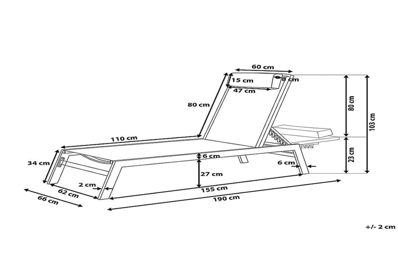 Catania Ii Solseng 66 | 190 cm - Hvid - Solseng & solvogn