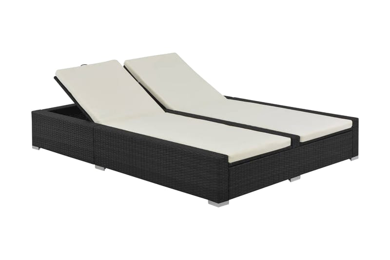 Dobbelt Liggestol Polyrattan Sort - Sort - Havemøbler - Havestole - Solseng & solvogn