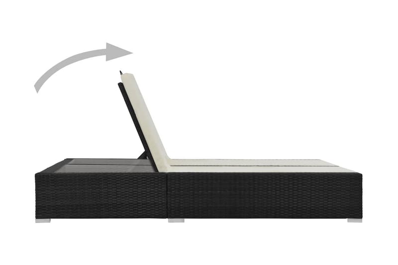 Dobbelt Liggestol Polyrattan Sort - Sort - Havemøbler - Havestole - Solseng & solvogn