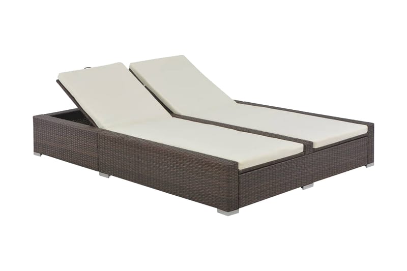 Dobbelt Liggestol Polyrattan Brun - Brun - Havemøbler - Havestole - Solseng & solvogn