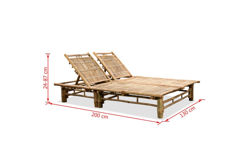 Dobbelt Solseng Bambus - Brun - Havemøbler - Havestole - Solseng & solvogn