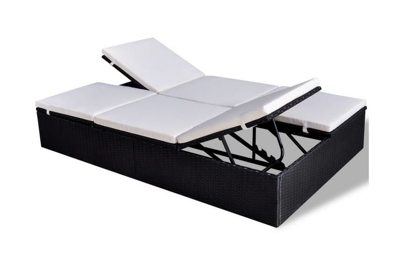 Dobbelt Solseng Med Hynde Polyrattan Sort - Sort - Havemøbler - Havestole - Solseng & solvogn