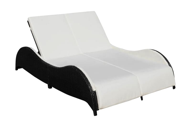 Dobbelt Solseng Med Hynde Polyrattan Sort - Sort - Havemøbler - Havestole - Solseng & solvogn