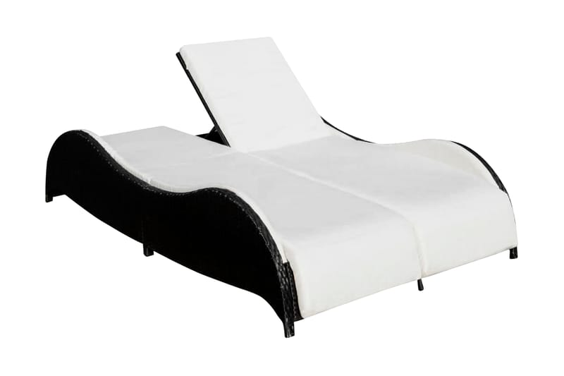 Dobbelt Solseng Med Hynde Polyrattan Sort - Sort - Havemøbler - Havestole - Solseng & solvogn