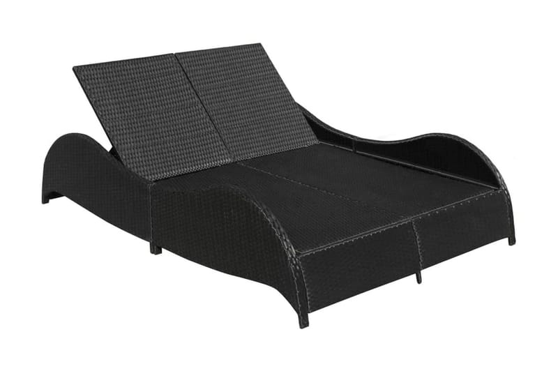 Dobbelt Solseng Med Hynde Polyrattan Sort - Sort - Havemøbler - Havestole - Solseng & solvogn