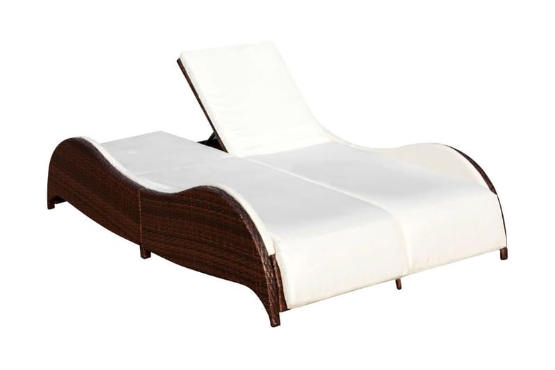 Dobbelt Solseng Med Hynde Polyrattan Brun - Brun - Havemøbler - Havestole - Solseng & solvogn
