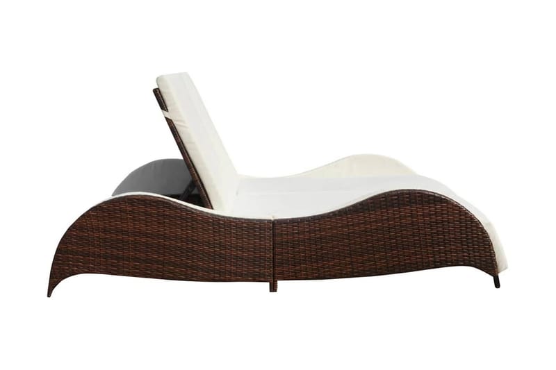 Dobbelt Solseng Med Hynde Polyrattan Brun - Brun - Havemøbler - Havestole - Solseng & solvogn