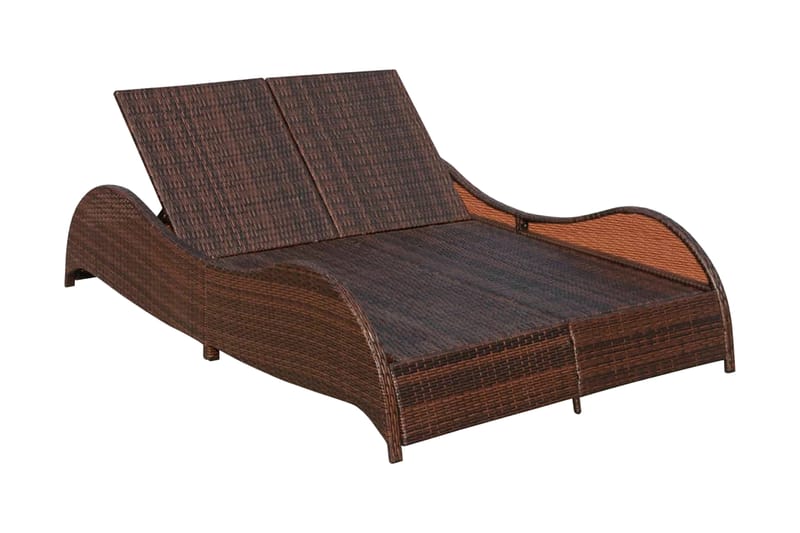 Dobbelt Solseng Med Hynde Polyrattan Brun - Brun - Havemøbler - Havestole - Solseng & solvogn