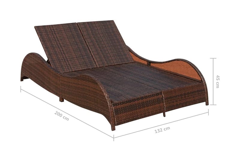 Dobbelt Solseng Med Hynde Polyrattan Brun - Brun - Havemøbler - Havestole - Solseng & solvogn