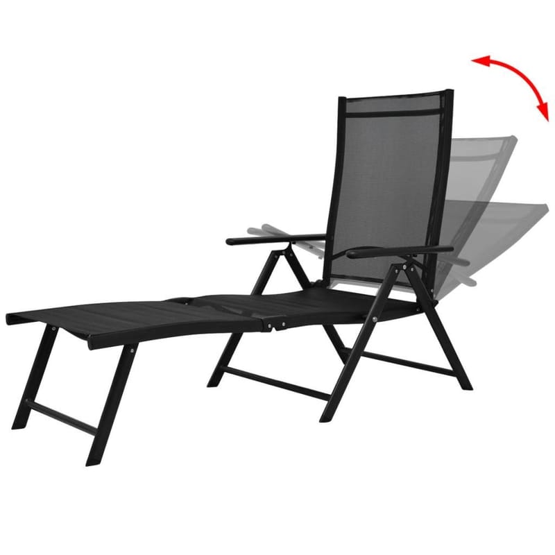 Foldbar Liggestol Aluminium Sort - Sort - Havemøbler - Havestole - Solseng & solvogn