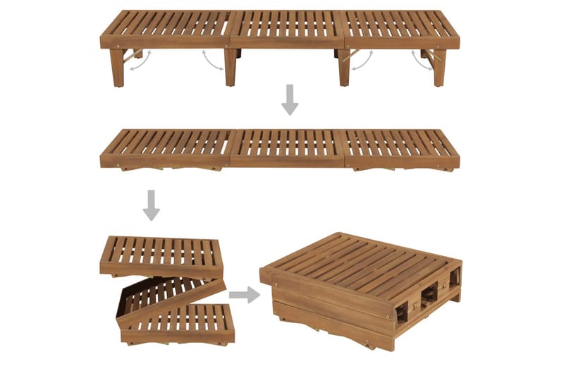 Foldbar Liggestol Massivt Akacietræ - Brun - Havemøbler - Havestole - Solseng & solvogn
