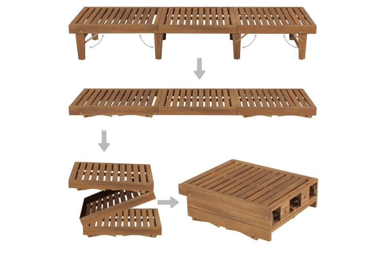 Foldbar Liggestol Massivt Akacietræ - Brun - Solseng & solvogn
