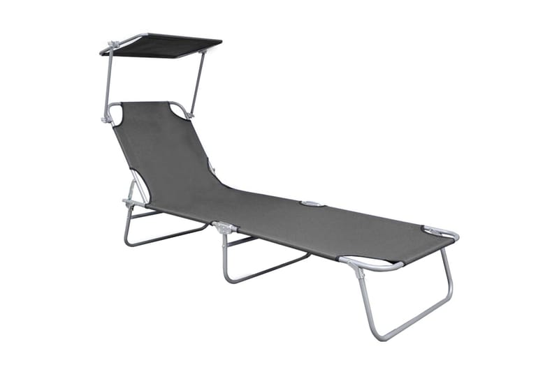 foldbar liggestol med baldakin aluminium grå - Grå - Havemøbler - Havestole - Solseng & solvogn
