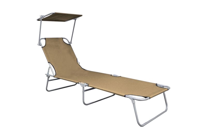 foldbar liggestol med baldakin aluminium gråbrun - Brun - Havemøbler - Havestole - Solseng & solvogn