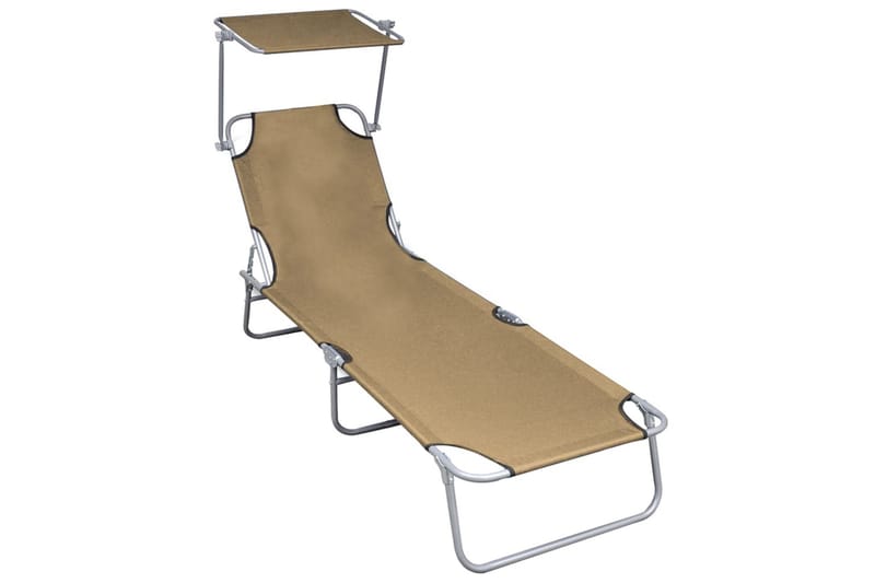 foldbar liggestol med baldakin aluminium gråbrun - Brun - Havemøbler - Havestole - Solseng & solvogn