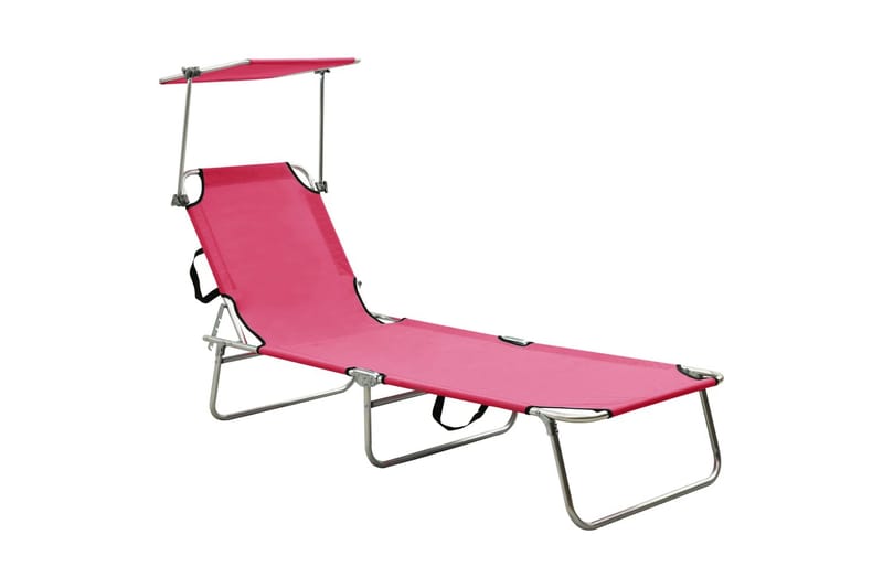 foldbar liggestol med baldakin stål pink - Lyserød - Havemøbler - Havestole - Solseng & solvogn