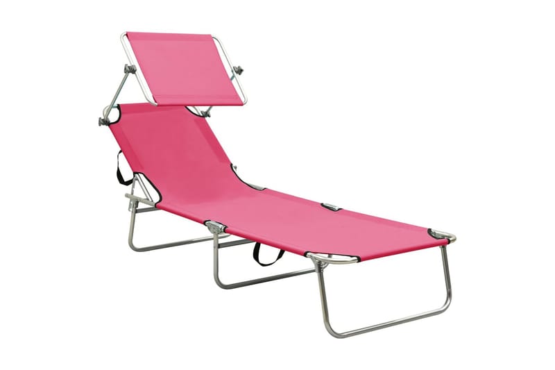 foldbar liggestol med baldakin stål pink - Lyserød - Havemøbler - Havestole - Solseng & solvogn