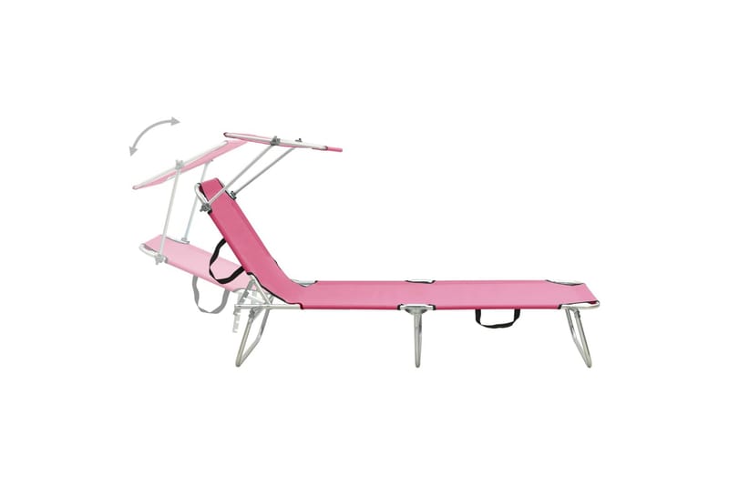 foldbar liggestol med baldakin stål pink - Lyserød - Havemøbler - Havestole - Solseng & solvogn