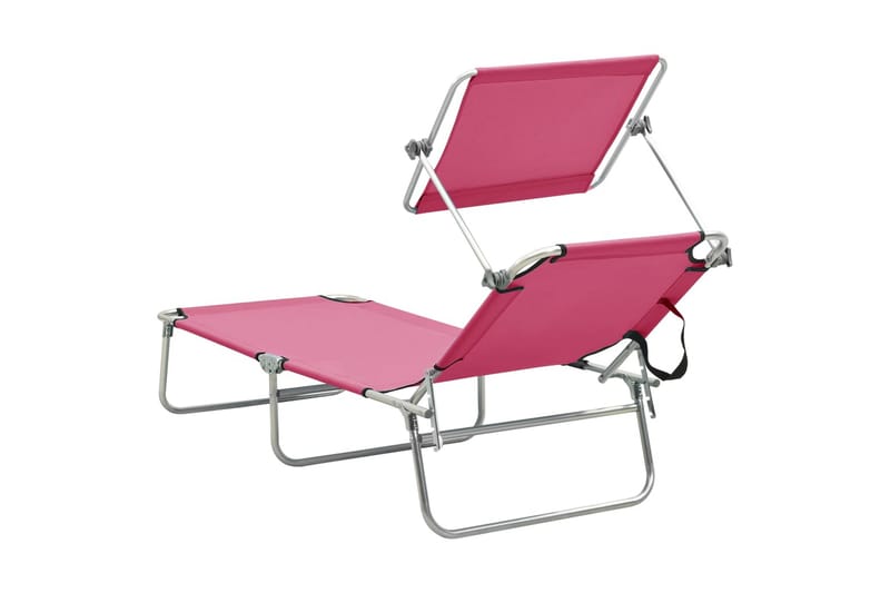 foldbar liggestol med baldakin stål pink - Lyserød - Havemøbler - Havestole - Solseng & solvogn