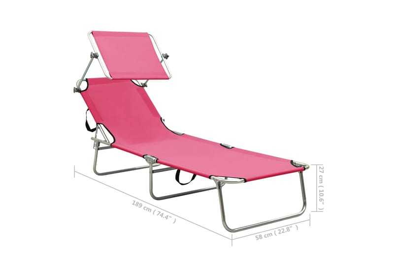 foldbar liggestol med baldakin stål pink - Lyserød - Havemøbler - Havestole - Solseng & solvogn