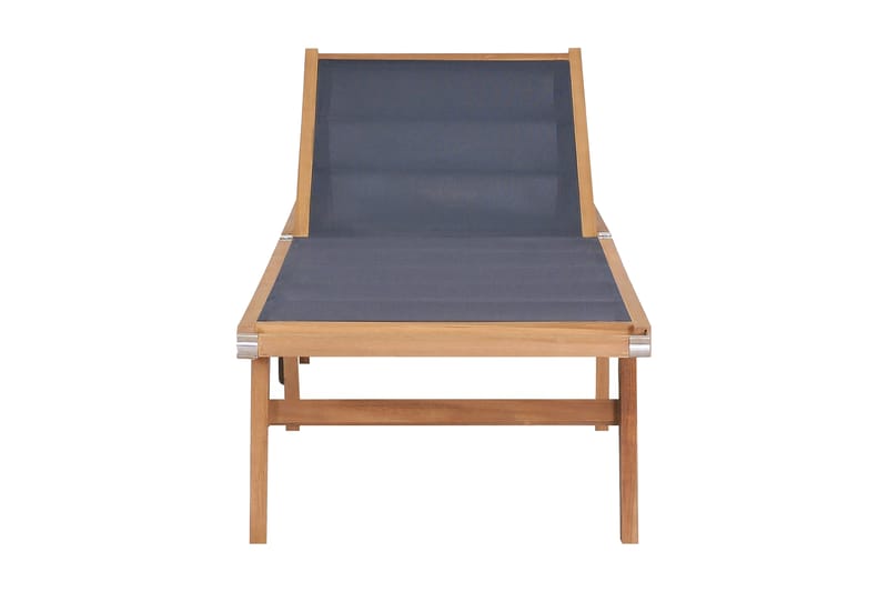 Foldbar Liggestol Med Hjul Massivt Teak Og Textilene - Flerfarvet - Havemøbler - Havestole - Solseng & solvogn