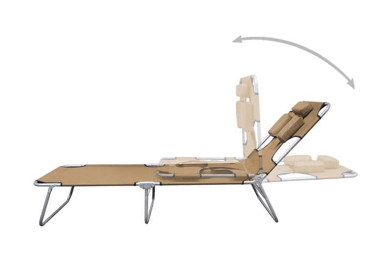 Foldbar Liggestol Med Hovedhynde Justerbart Ryglæn Gråbrun - Brun - Solseng & solvogn