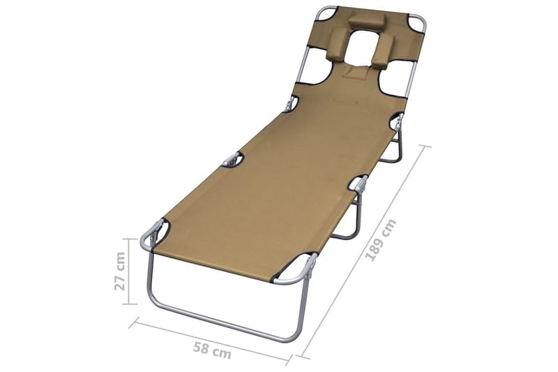 Foldbar Liggestol Med Hovedhynde Justerbart Ryglæn Gråbrun - Brun - Havemøbler - Havestole - Solseng & solvogn