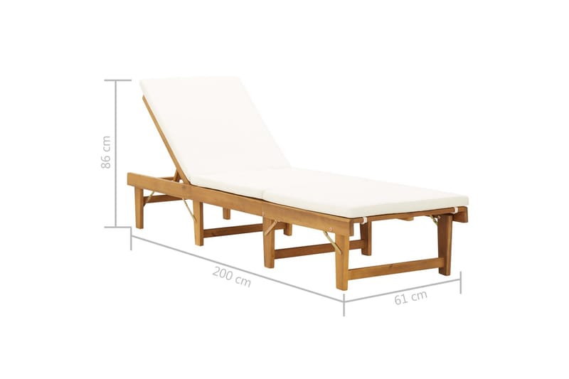 Foldbar Liggestol Med Hynde Massivt Akacietræ - Brun - Havemøbler - Havestole - Solseng & solvogn