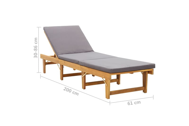Foldbar Liggestol Med Hynde Massivt Akacietræ - Brun - Havemøbler - Havestole - Solseng & solvogn