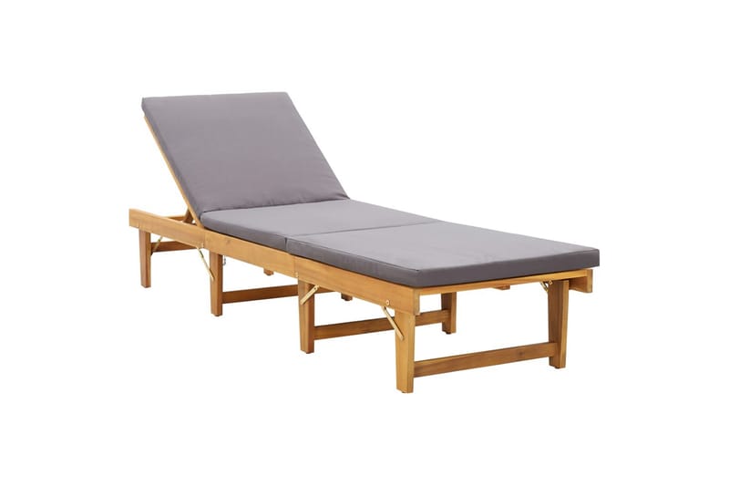 Foldbar Liggestol Med Hynde Massivt Akacietræ - Brun - Havemøbler - Havestole - Solseng & solvogn
