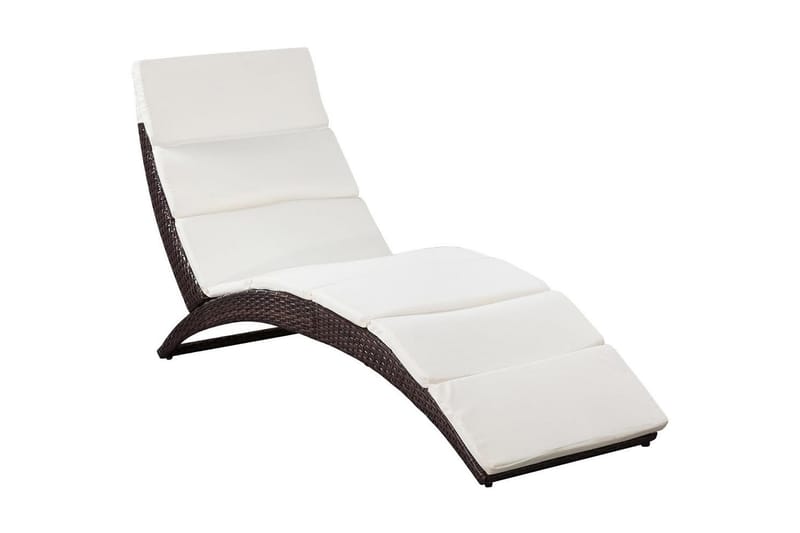 Foldbar Liggestol Med Hynde Polyrattan Brun - Brun - Havemøbler - Havestole - Solseng & solvogn
