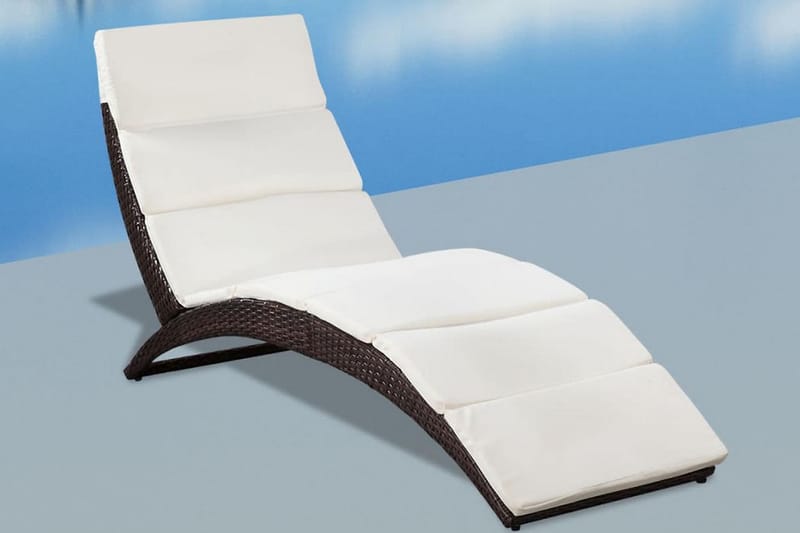 Foldbar Liggestol Med Hynde Polyrattan Brun - Brun - Havemøbler - Havestole - Solseng & solvogn