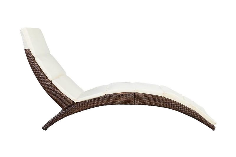 Foldbar Liggestol Med Hynde Polyrattan Brun - Brun - Havemøbler - Havestole - Solseng & solvogn