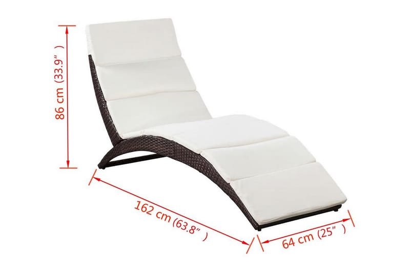 Foldbar Liggestol Med Hynde Polyrattan Brun - Brun - Havemøbler - Havestole - Solseng & solvogn