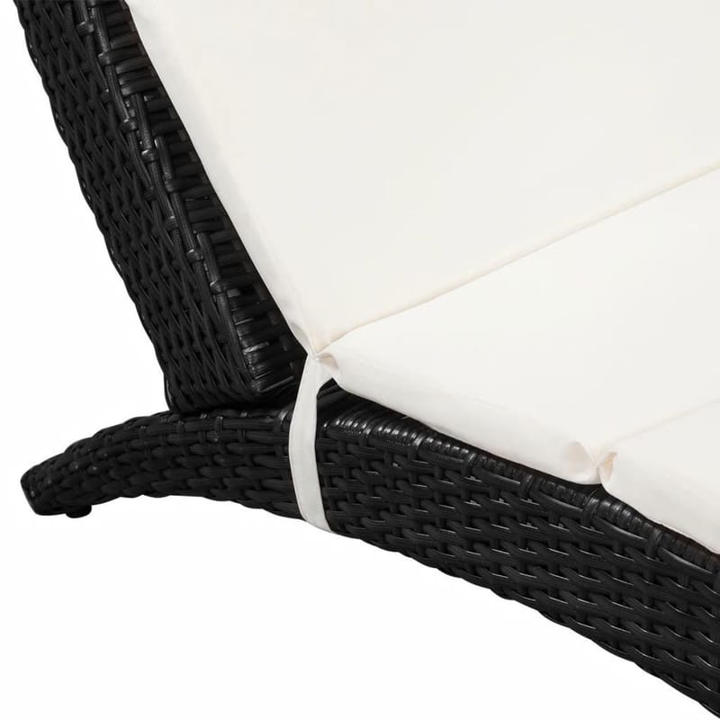 Foldbar Liggestol Med Hynde Polyrattan Sort - Sort - Havemøbler - Havestole - Solseng & solvogn