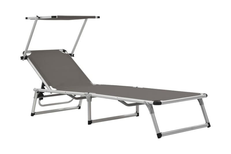 Foldbar Liggestol Med Tag Aluminium Og Textilene Grå - Grå - Havemøbler - Havestole - Solseng & solvogn
