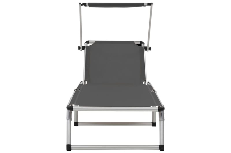 Foldbar Liggestol Med Tag Aluminium Og Textilene Grå - Grå - Havemøbler - Havestole - Solseng & solvogn