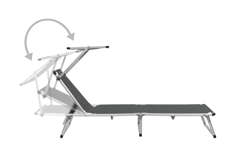 Foldbar Liggestol Med Tag Aluminium Og Textilene Grå - Grå - Havemøbler - Havestole - Solseng & solvogn