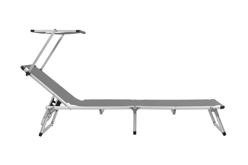Foldbar Liggestol Med Tag Aluminium Og Textilene Grå - Grå - Havemøbler - Havestole - Solseng & solvogn