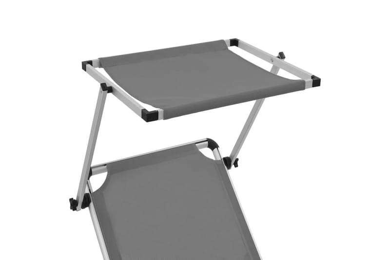 Foldbar Liggestol Med Tag Aluminium Og Textilene Grå - Grå - Havemøbler - Havestole - Solseng & solvogn