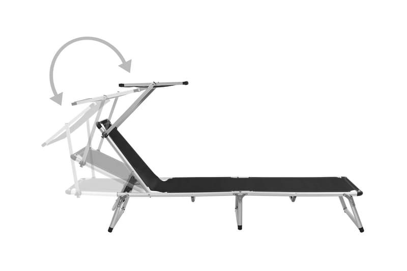 Foldbar Liggestol Med Tag Aluminium Og Textilene Sort - Sort - Havemøbler - Havestole - Solseng & solvogn
