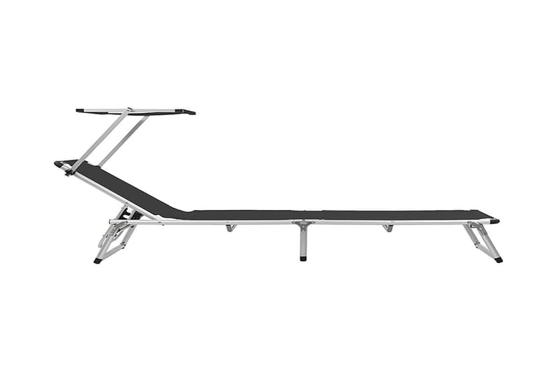 Foldbar Liggestol Med Tag Aluminium Og Textilene Sort - Sort - Havemøbler - Havestole - Solseng & solvogn