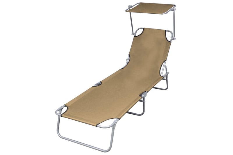 Foldbar Liggestol Med Tag Stål Gråbrun - Brun - Havemøbler - Havestole - Solseng & solvogn
