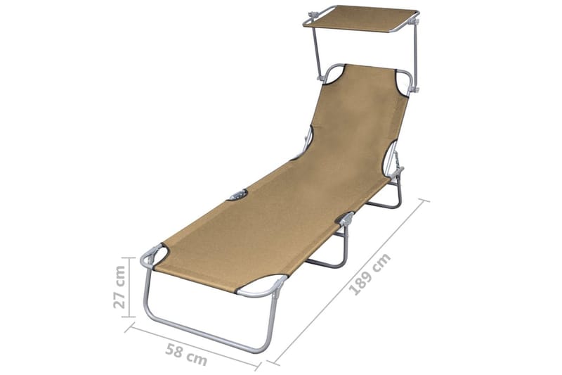 Foldbar Liggestol Med Tag Stål Gråbrun - Brun - Havemøbler - Havestole - Solseng & solvogn