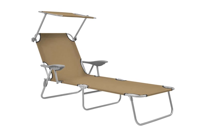 Foldbar Liggestol Med Tag Stål Gråbrun - Brun - Havemøbler - Havestole - Solseng & solvogn