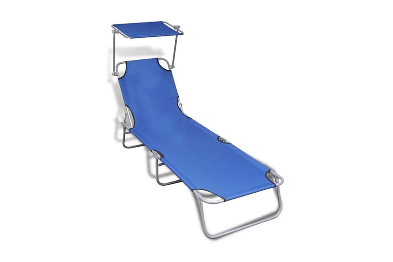 Foldbar Liggestol Med Tag Stål Og Stof Blå - Blå - Havemøbler - Havestole - Solseng & solvogn