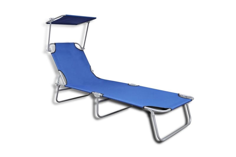 Foldbar Liggestol Med Tag Stål Og Stof Blå - Blå - Havemøbler - Havestole - Solseng & solvogn