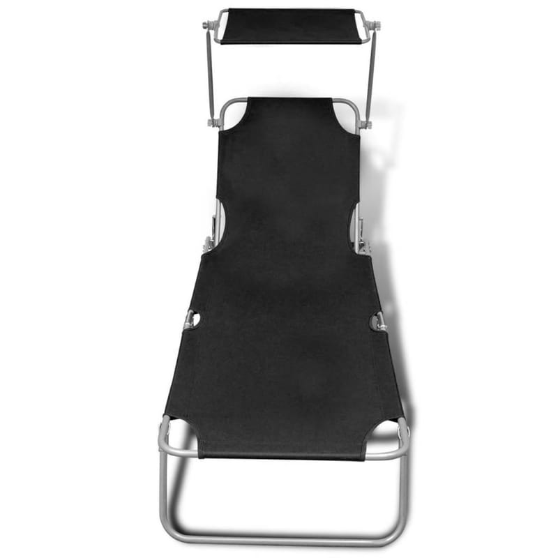 Foldbar Liggestol Med Tag Stål Og Stof Sort - Sort - Havemøbler - Havestole - Solseng & solvogn