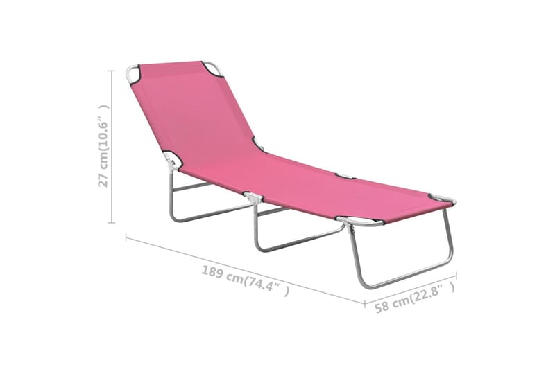 foldbar liggestol stål og stof pink - Lyserød - Havemøbler - Havestole - Solseng & solvogn