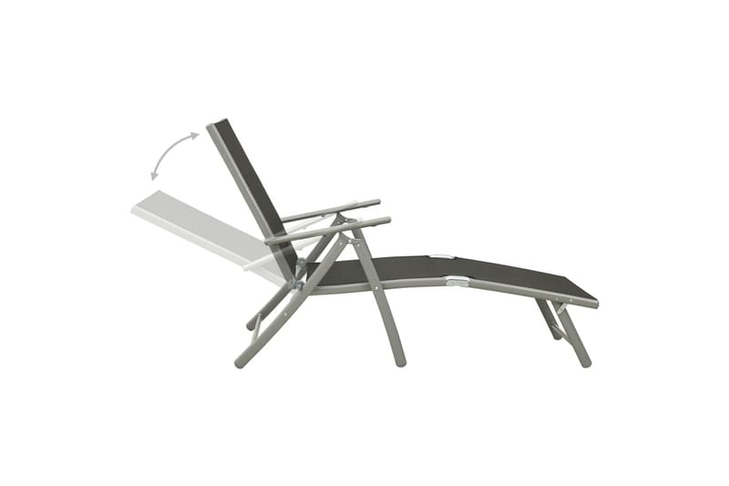 foldbar liggestol textilene og aluminium sort og sølvfarvet - Sølv - Havemøbler - Havestole - Solseng & solvogn